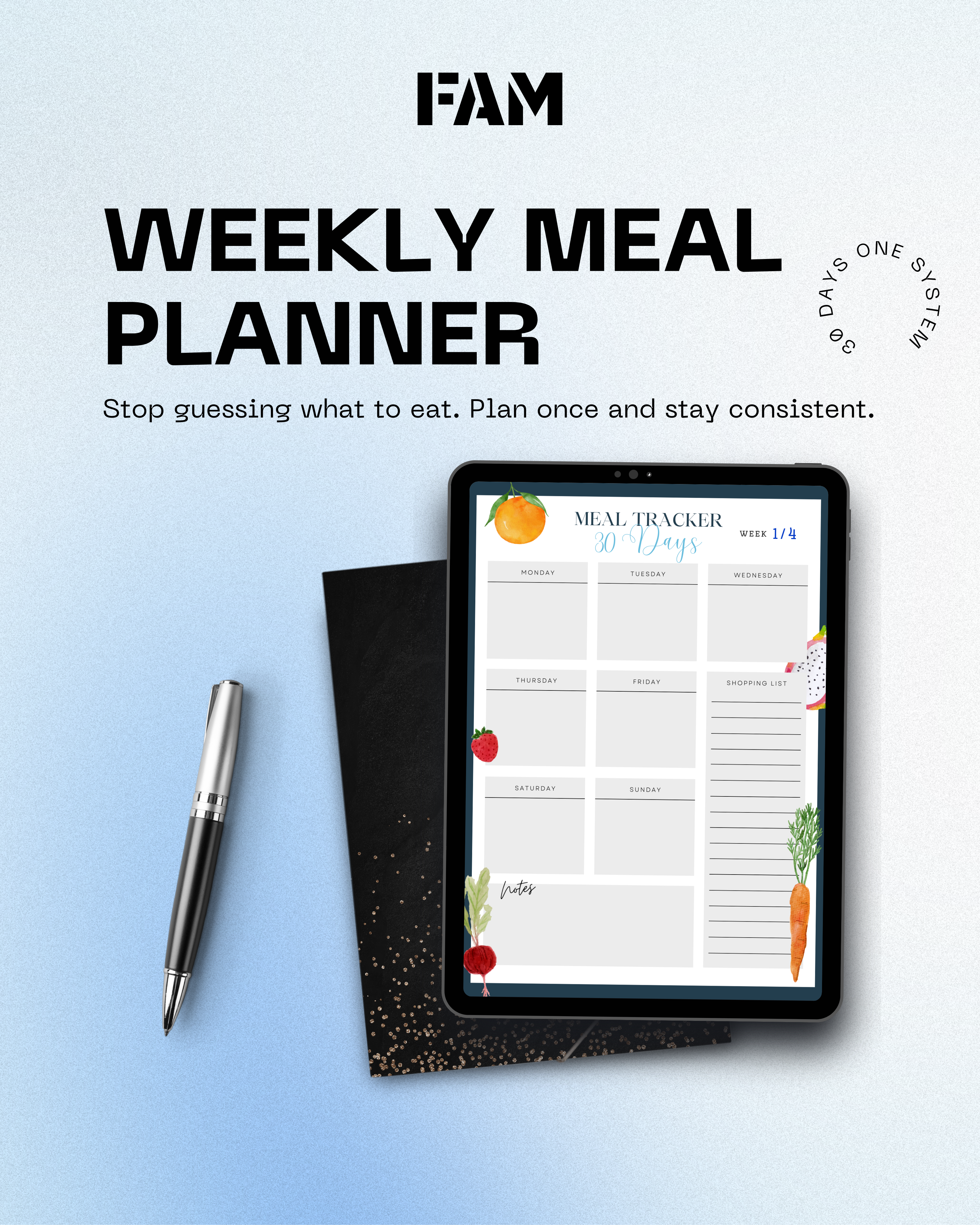 Weekly Meal Planner – Simple & Clean