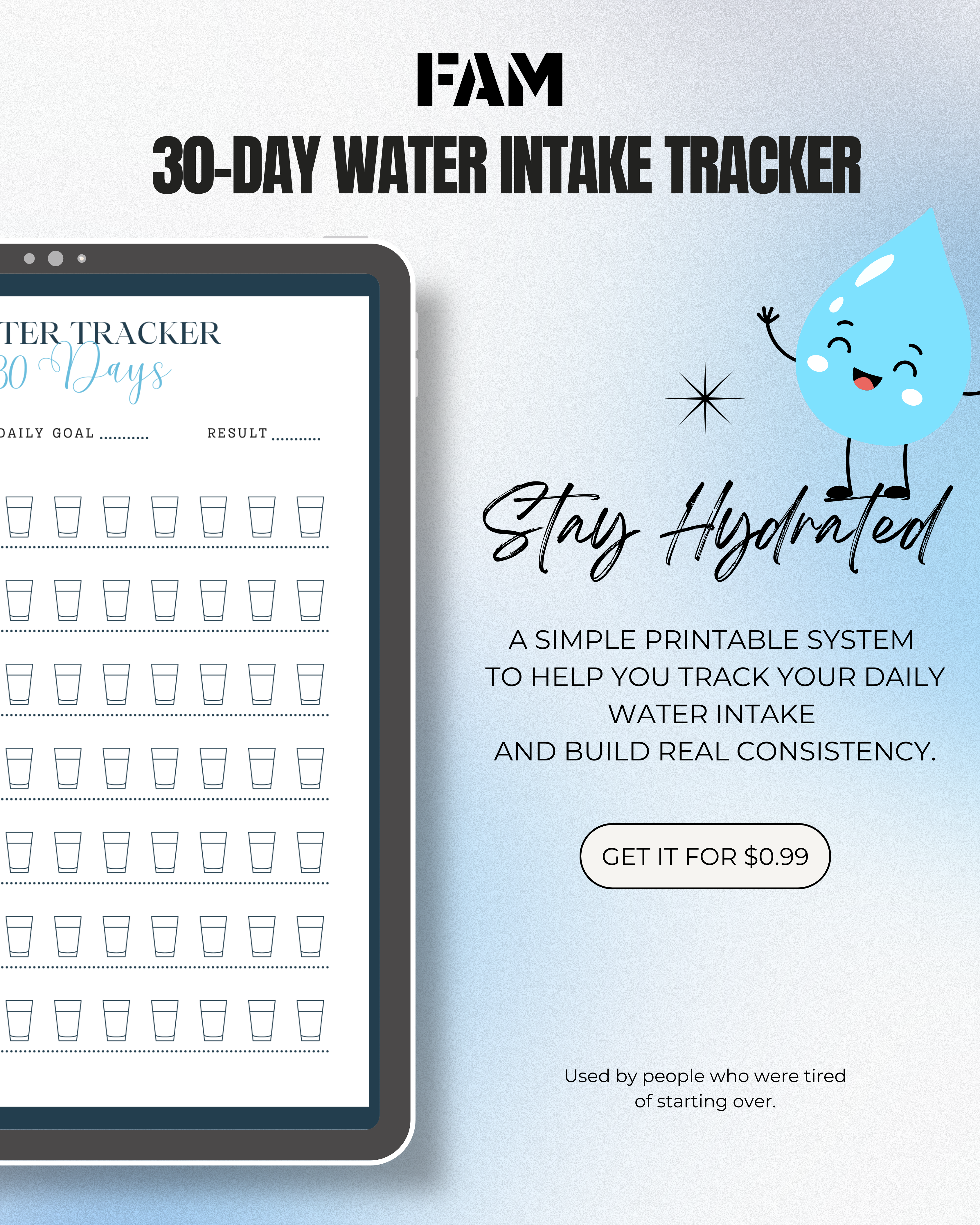 30-Day Water Intake Tracker